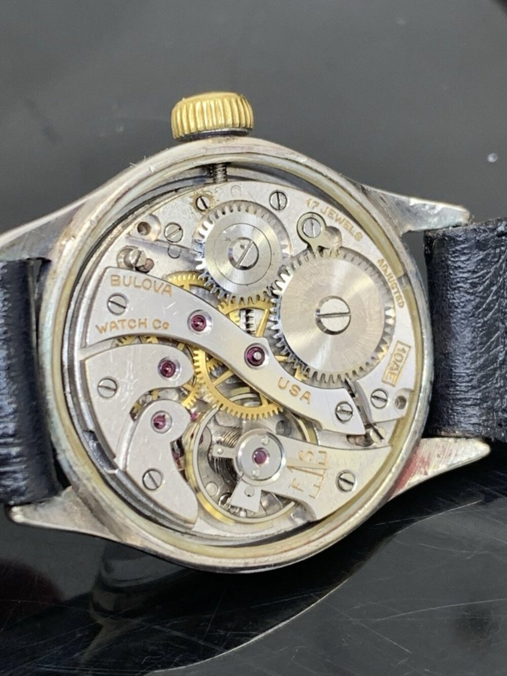 Bulova Watch Vintage WWII Military 10AE Manual Wind Leather Strap 28mm - Picture 6 of 15